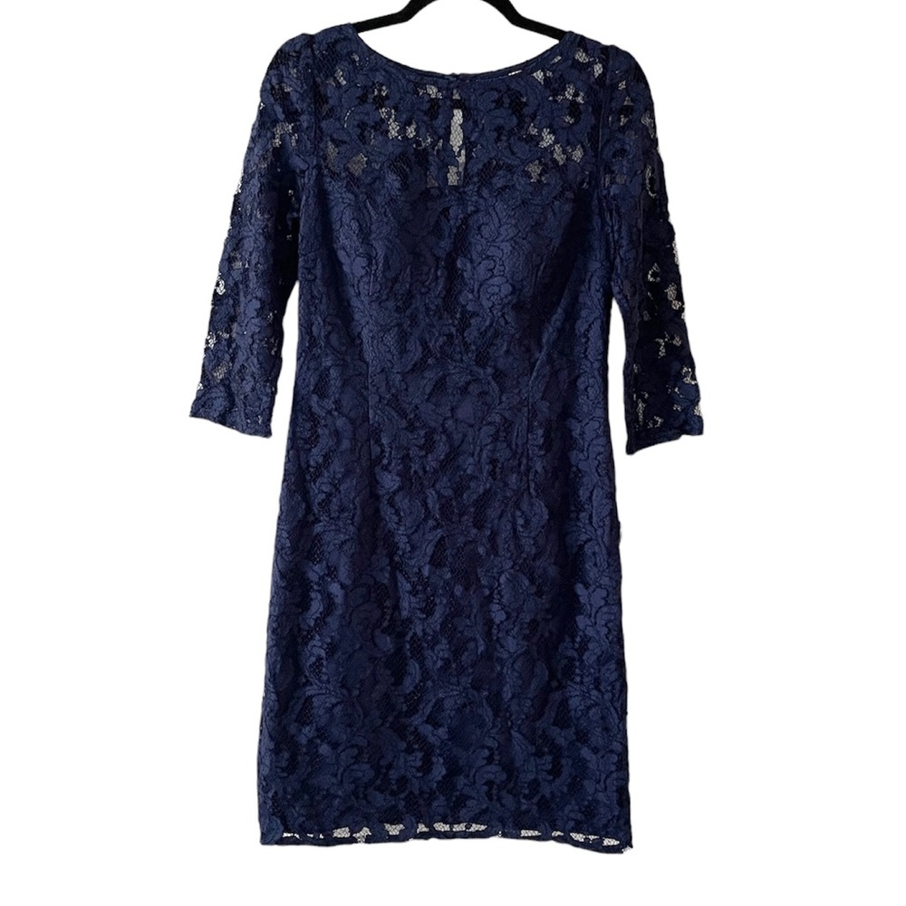 Aidan Mattox Women’s Navy Blue Lace 3/4 Sleeve Cocktail Dress, NWT, size 8
